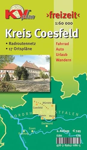 Coesfeld Kreiskarte für das südliche Münsterland: 1:60.000 Freizeitkarte mit beschildertem Radroutennetz und 17 Ortsplänen in 1:25.000 (KVplan Münsterland-Region) von Kommunalverlag Tacken